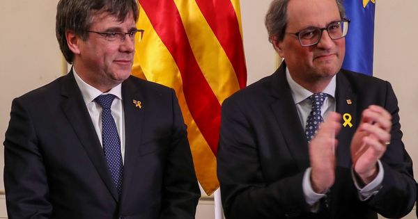 Foto: Puigdemont y Torra, tras el discurso. (EFE)