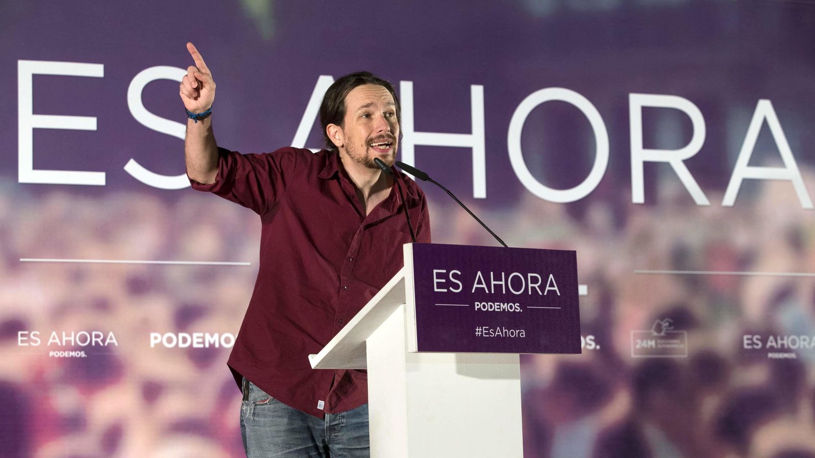 Foto: El líder de Podemos, Pablo Iglesias, en un acto electoral en Murcia. (EFE)