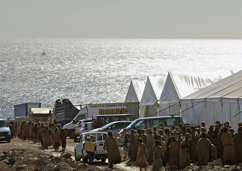 Foto: Rodaje de Exodus en Fuerteventura (EFE/Carlos de Saa)