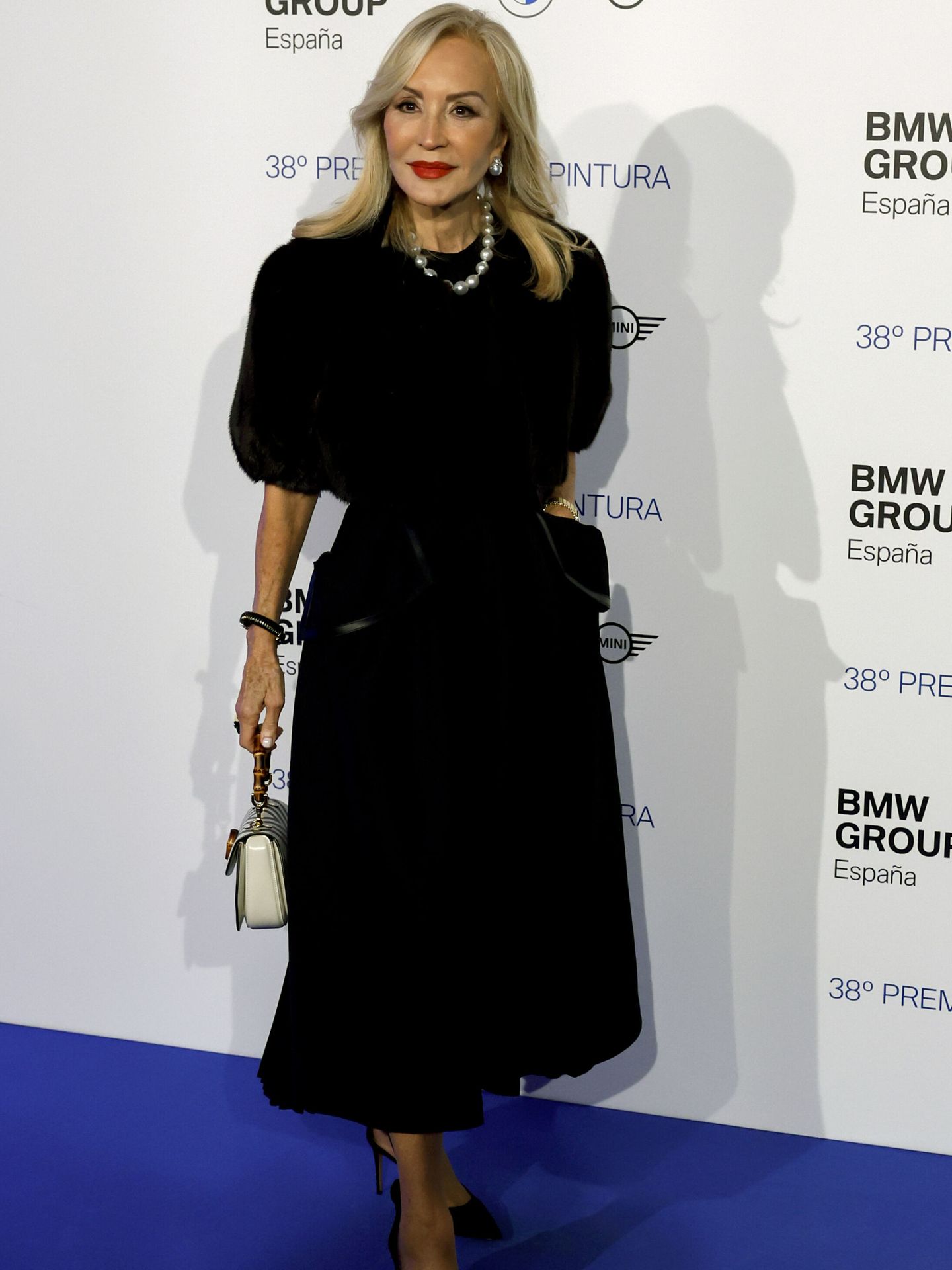 Carmen Lomana, a su llegada al acto de entrega de los Premios BMW de Pintura celebrado en el Teatro Real de Madrid. (EFE/Juanjo Martín)