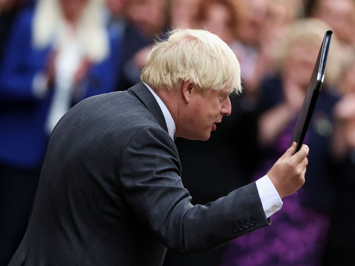 Foto: Boris Johnson, en su discurso de despedida (Reuters/Phil Noble)