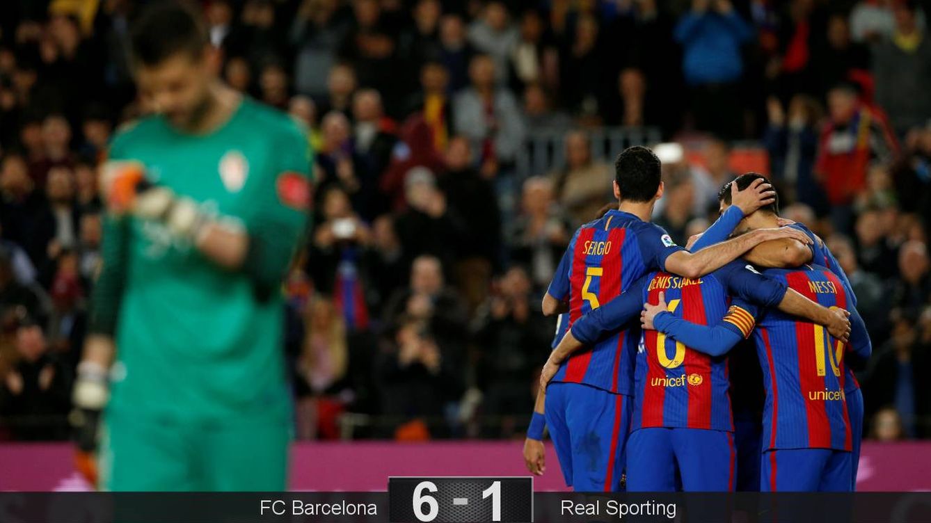 Foto: Los jugadores del Barça celebran uno de los goles (Reuters) 