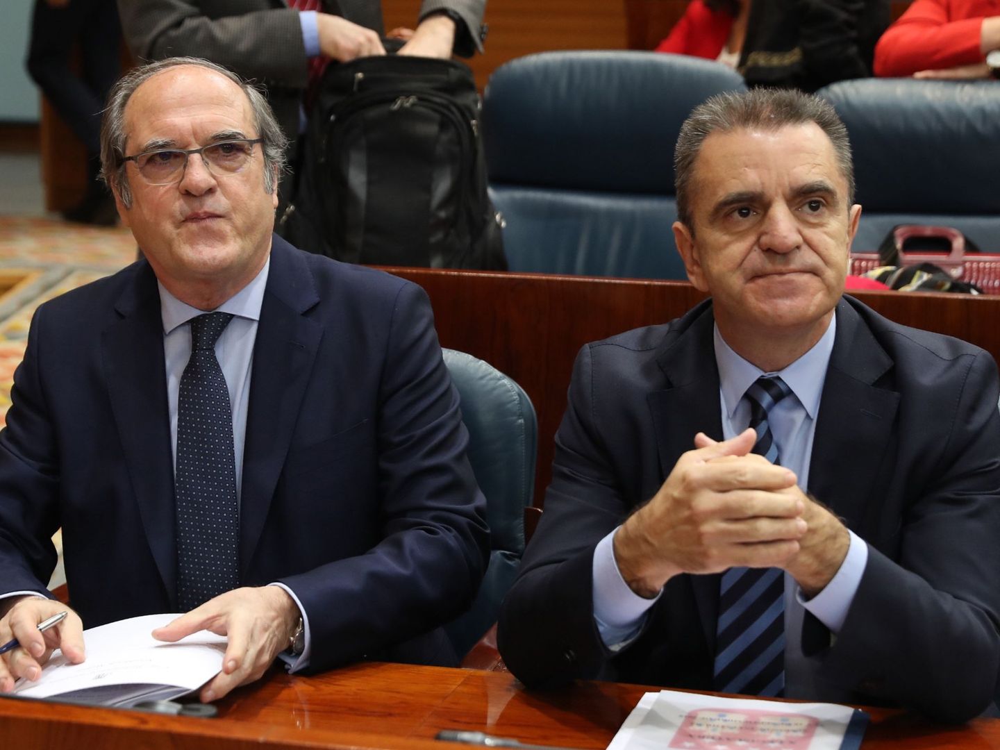 El portavoz del PSOE-M en la Asamblea de Madrid, Ángel Gabilondo (izquierda), y el portavoz adjunto, José Manuel Franco. EFE