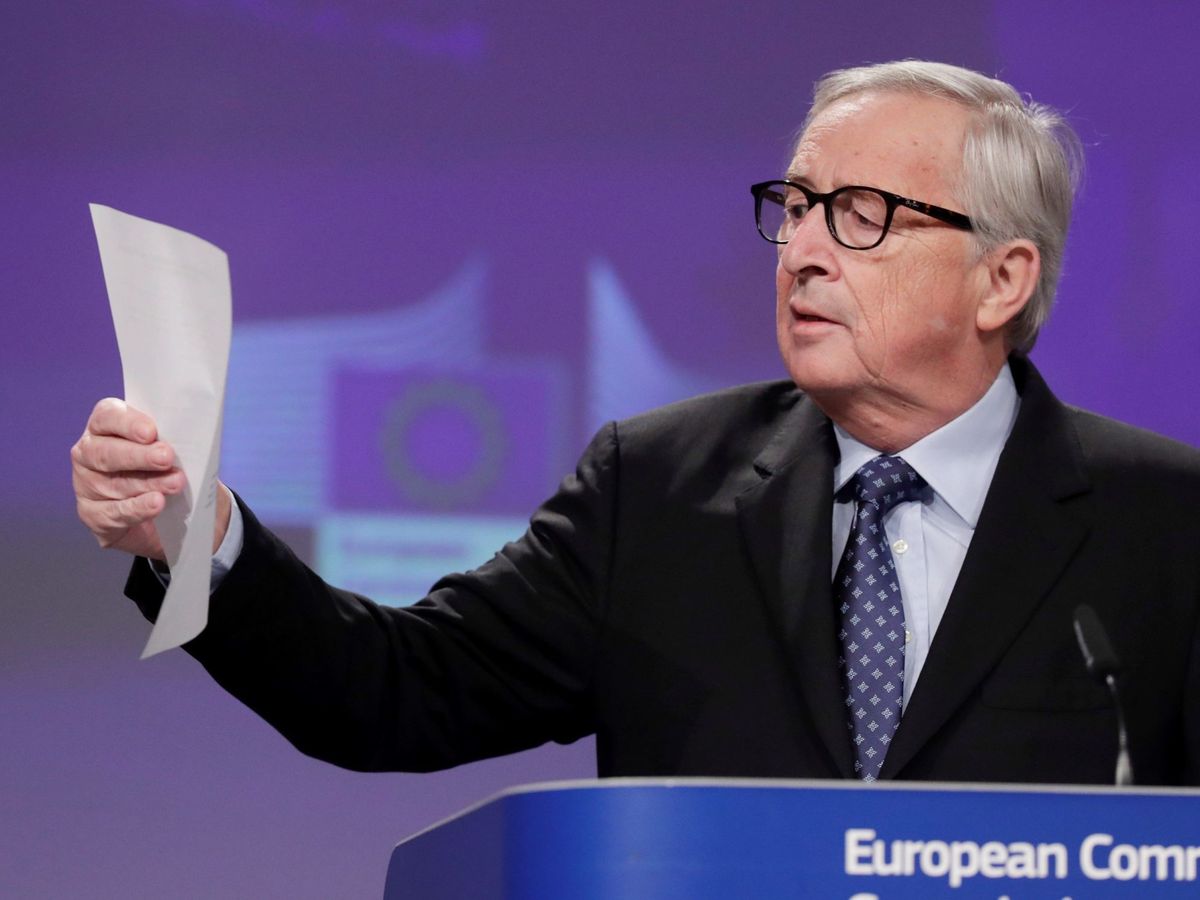 Foto: Última rueda de prensa del presidente de la Comisión Europea. (EFE)