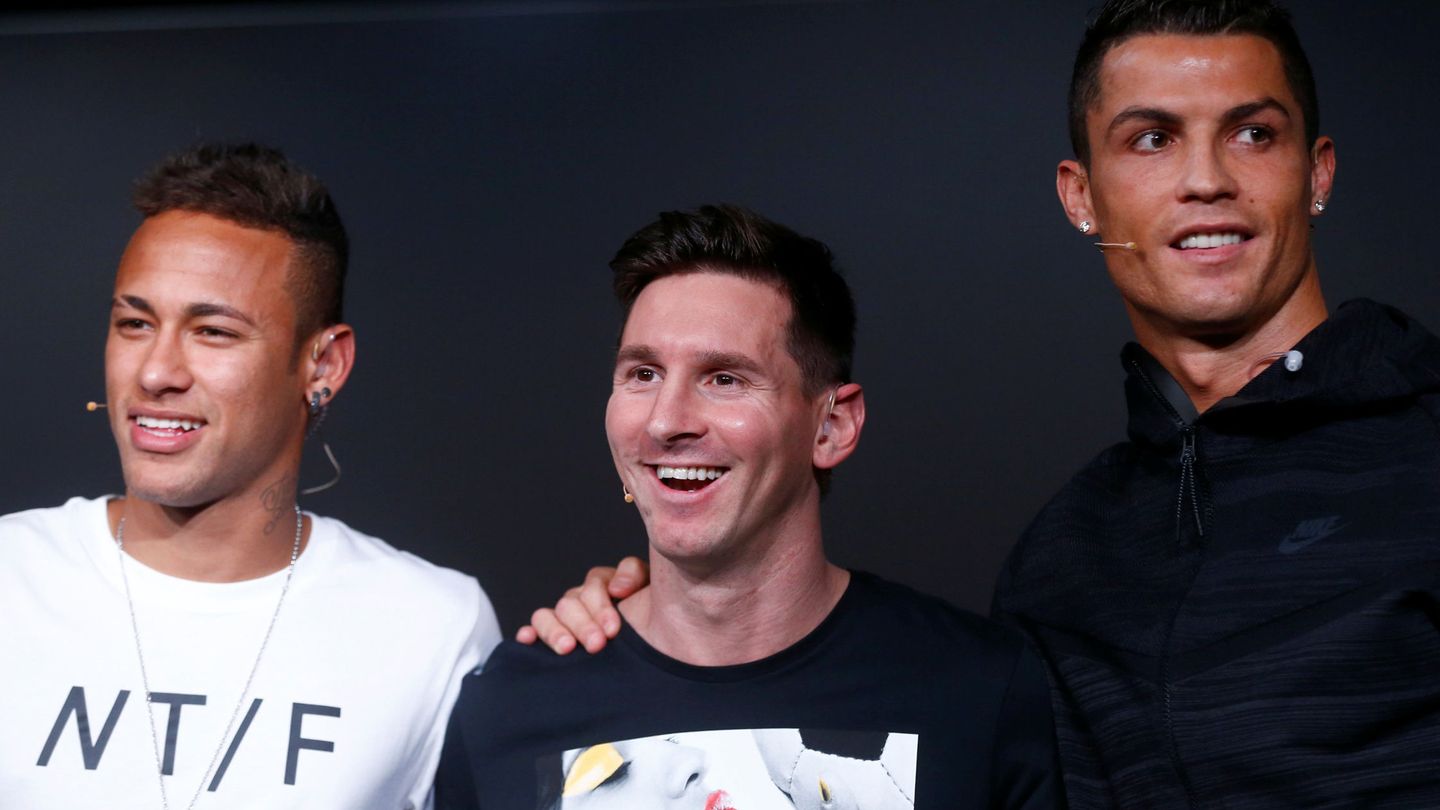 Neymar, Messi y Cristiano, en una gala del Balón de Oro. (Reuters)