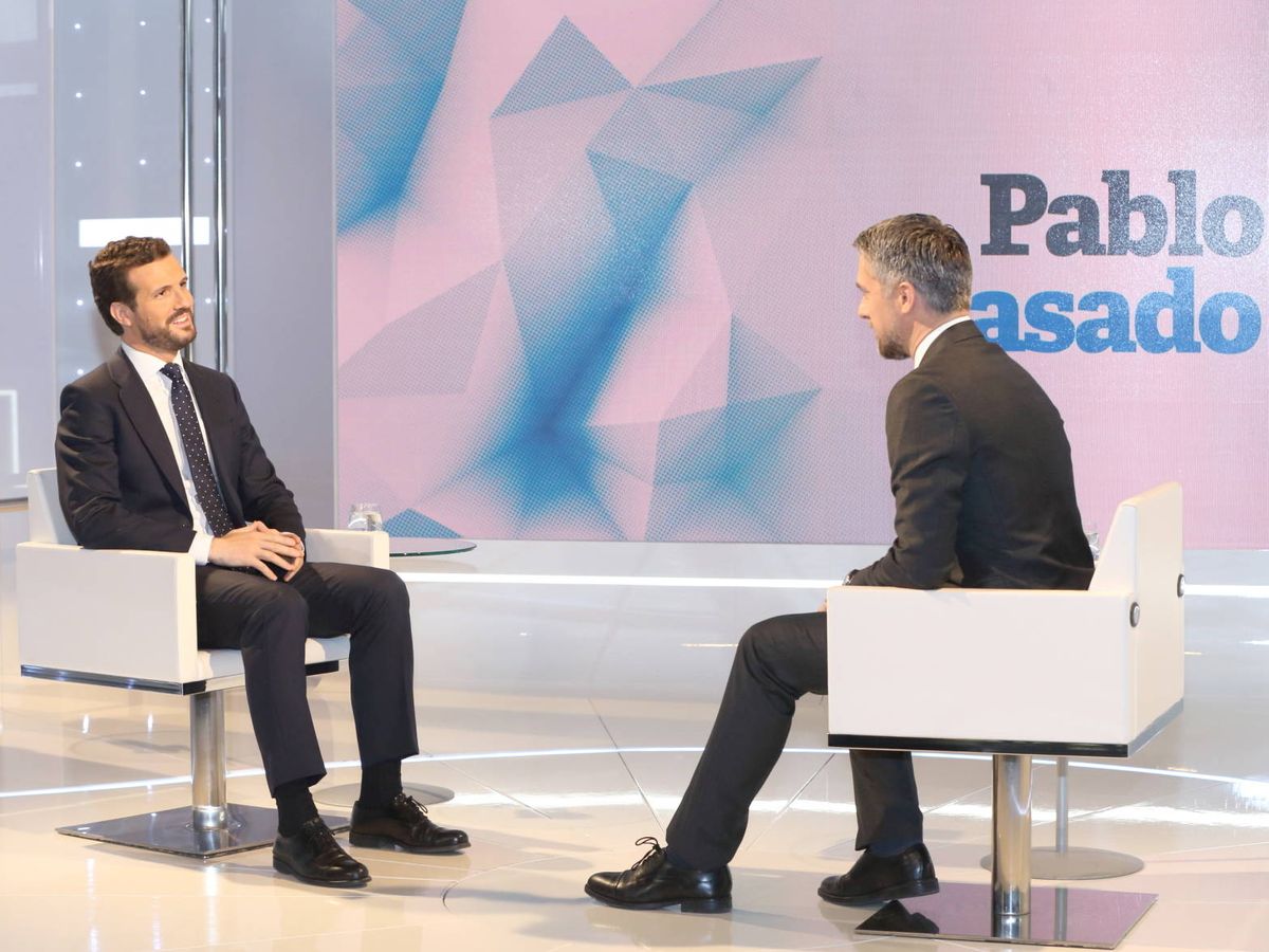 Foto: El líder del PP, Pablo Casado, durante la entrevista en TVE. (RTVE)