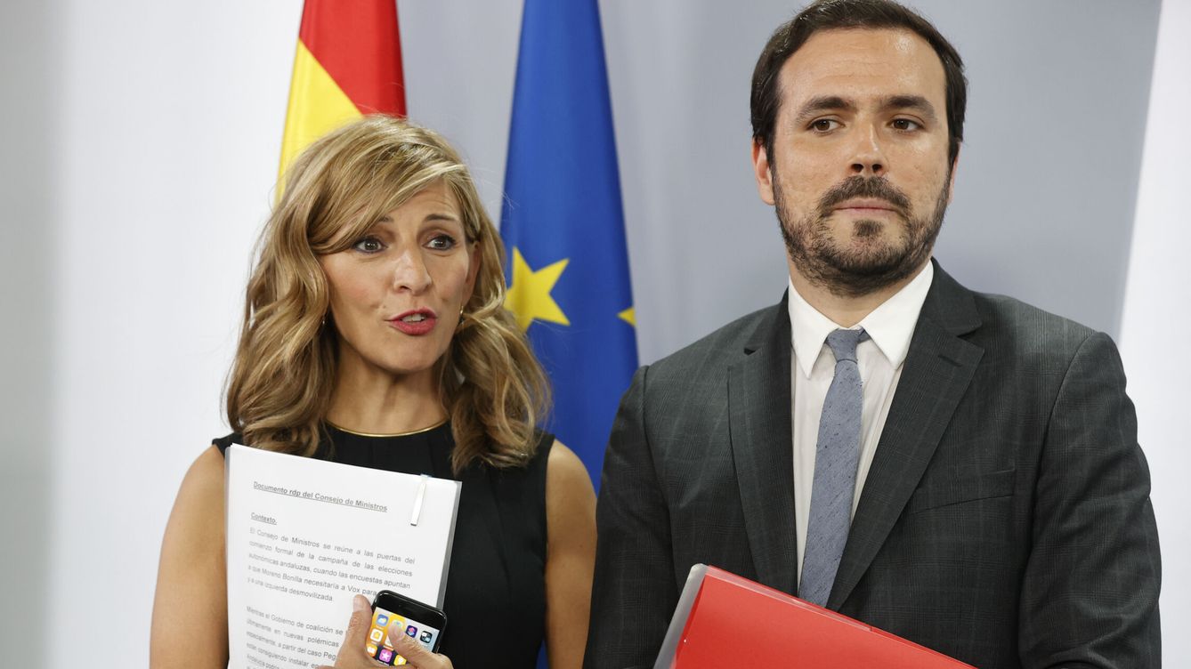 Foto: Yolanda Díaz y Alberto Garzón, después del Consejo de Ministros. (EFE/Javier Lizón)