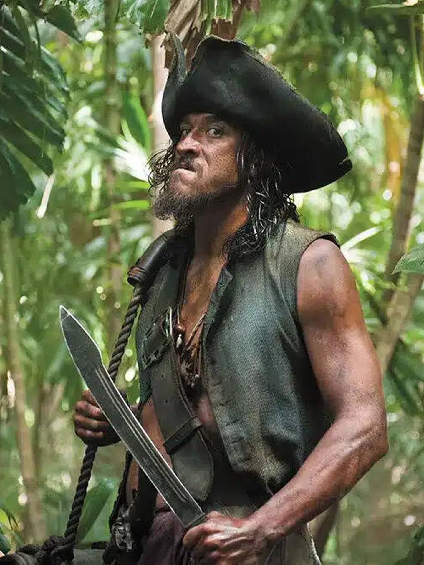 Imagen del actor Tamayo Perry, en un momento de la película 'Piratas del Caribe'. (Walt Disney Pictures)