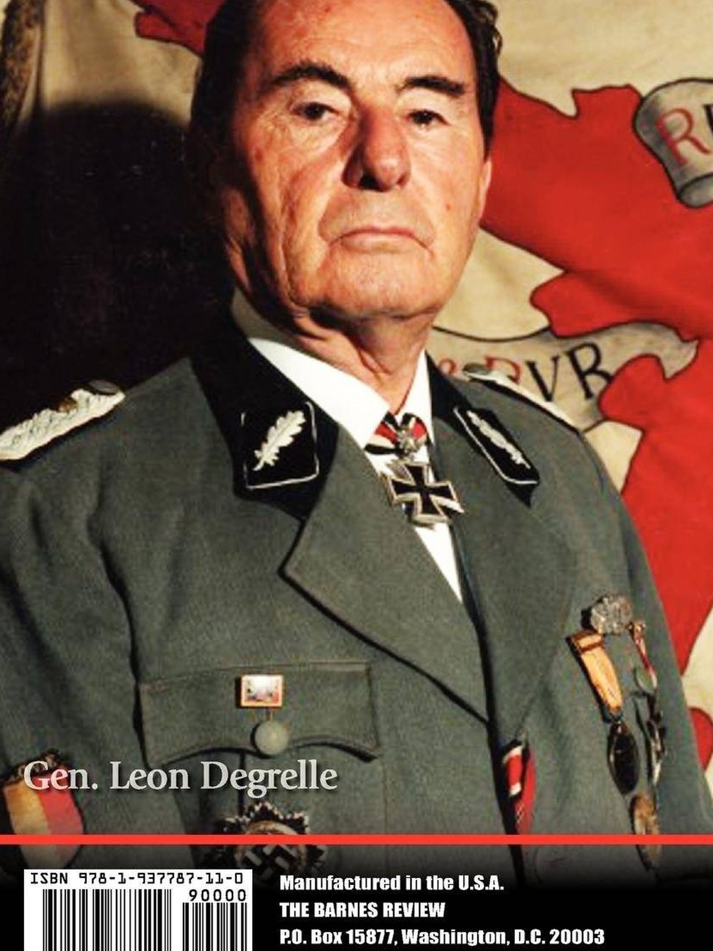Contraportada del libro 'Hitler Democrat', con un retrato de Léon Degrelle. (The Barnes Review)