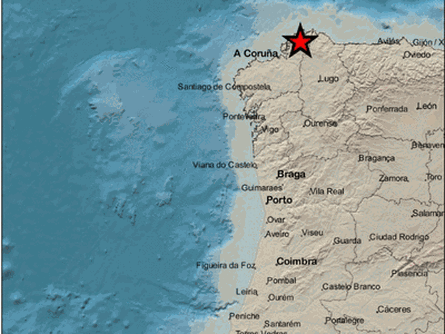 Epicentro del terremoto en las proximidades de Cerdido. (IGN)