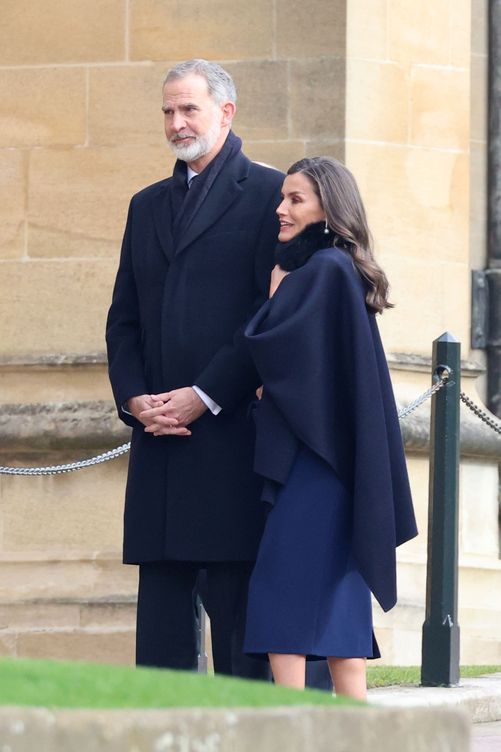 El rey Felipe VI y la reina Letizia llegando al funeral por Constantino de Grecia en Windsor. (Europa Press)