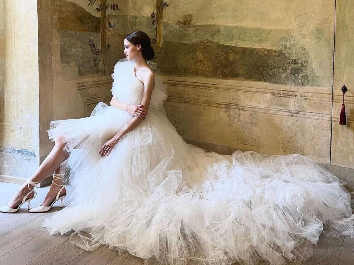Foto: Un vestido de novia confeccionado íntegramente con tul de Monique Lhuillier. (Instagram/ @moniquelhuillierbride)