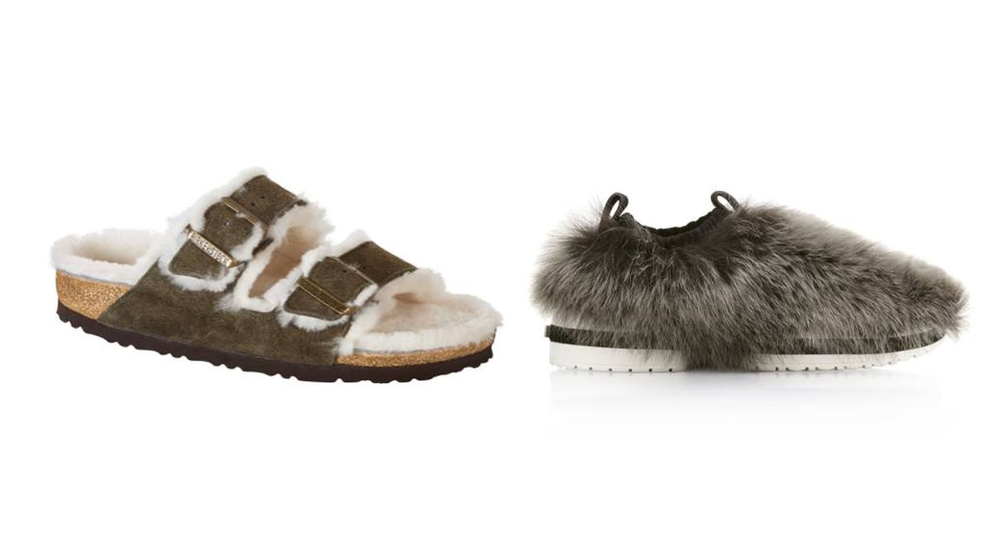 Sandalias de Birkenstock (110 €) y zapatillas de Stuart Weitzman (565 €).