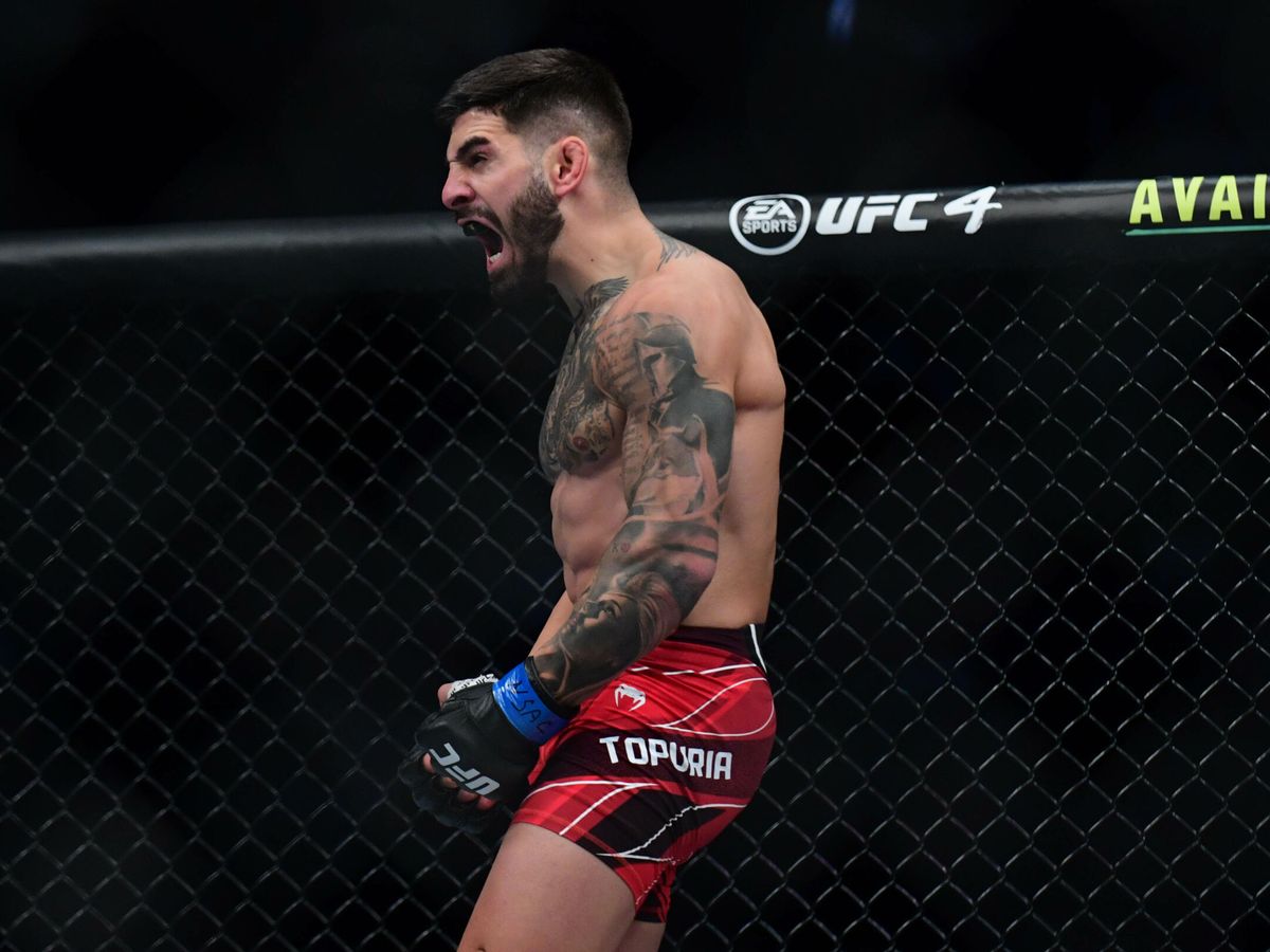 Foto: Ilia Topuria, peleador hispano-georgiano de la UFC. (Gary A. Vasquez/USA TODAY Sports).