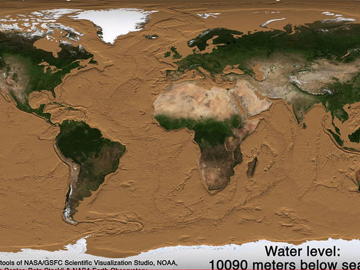 Foto: Así quedaría la Tierra sin gran parte de sus océanos. Foto: Youtube
