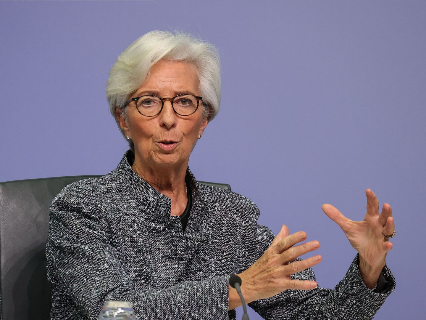 La presidenta del BCE, Christine Lagarde, en su comparecencia de este jueves. (Reuters)