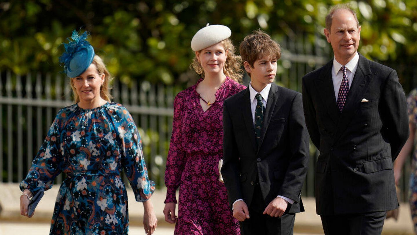 El príncipe Eduardo, la condesa de Wessex, Lady Louise y James. (Getty/Andrew Matthews-WPA Pool)