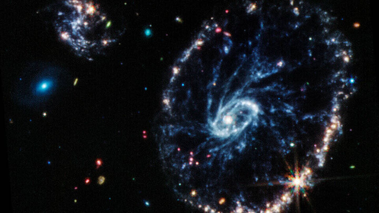 La imagen del Hubble de la galaxia de Rueda de Carro. (ESA)