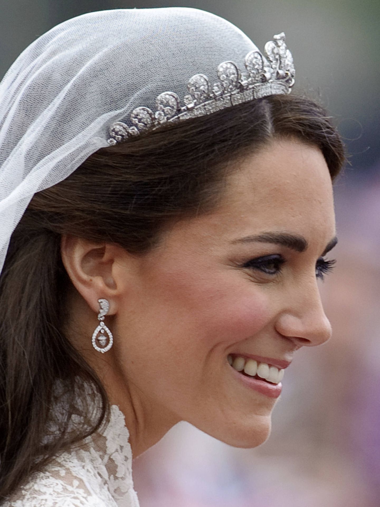  Kate Middleton, con la tiara Halo. (Getty)