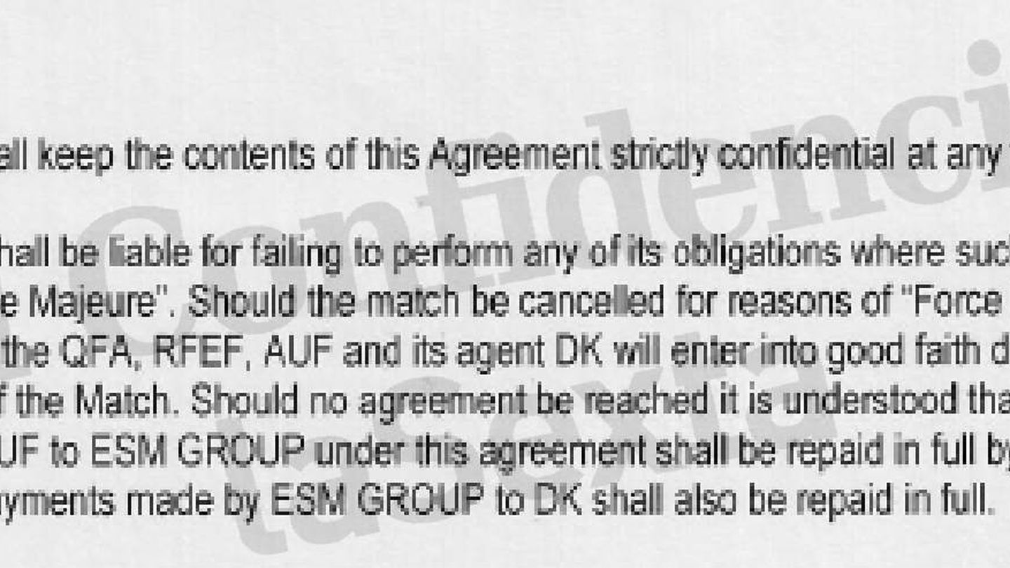 Cláusula del contrato entre ESM Group y Doris Keller en el que se alude directamente a la RFEF.
