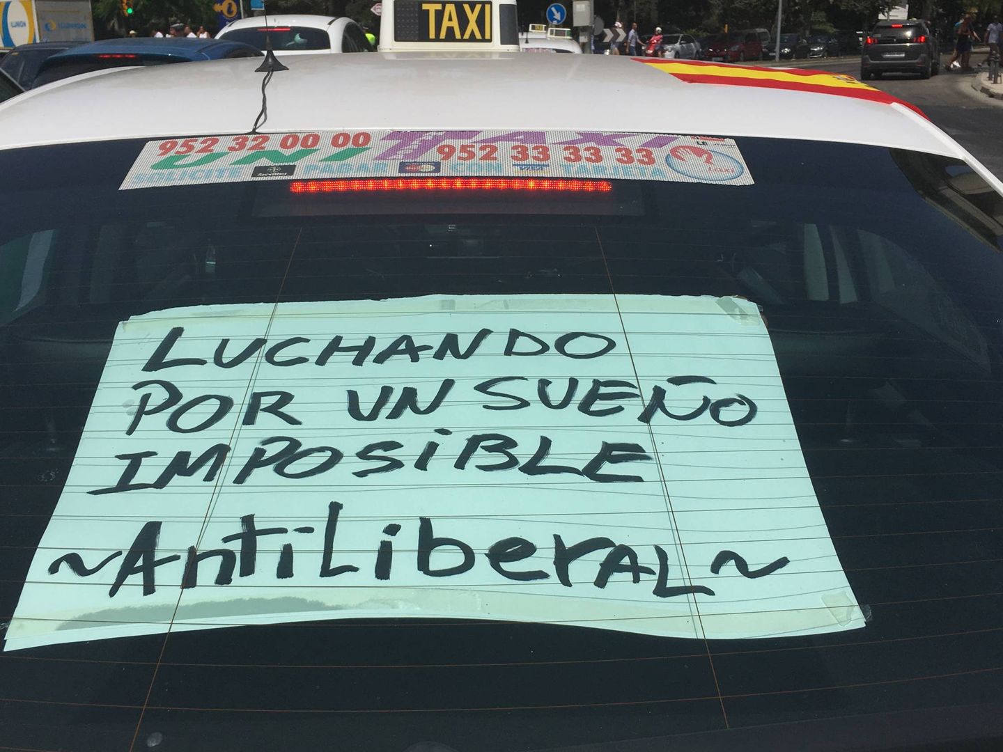 La reivindicación de un taxista de Málaga. (A. R.)