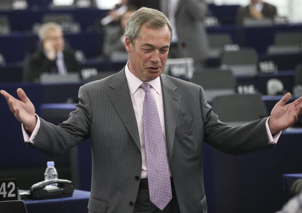 Foto: Nigel Farage, durante una sesión plenaria en el Parlamento Europeo. (Efe)