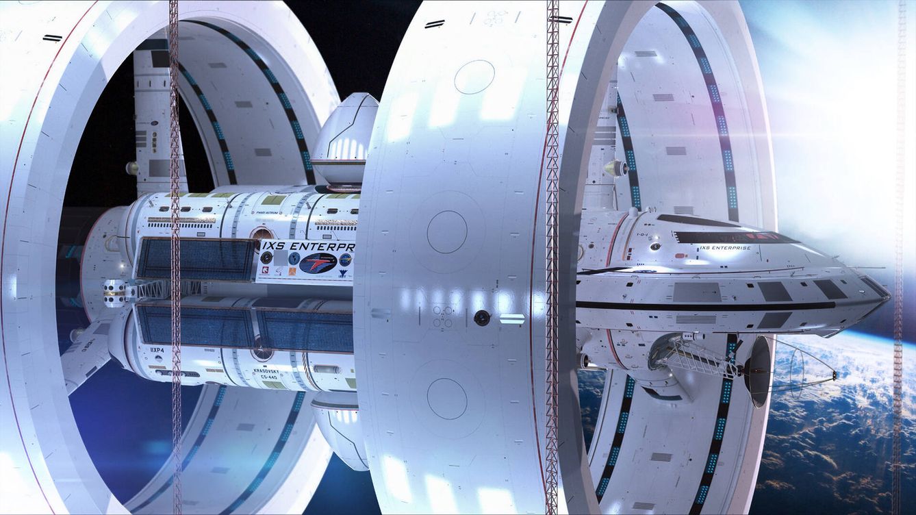 Foto: Concepto de nave espacial con Warp Drive.