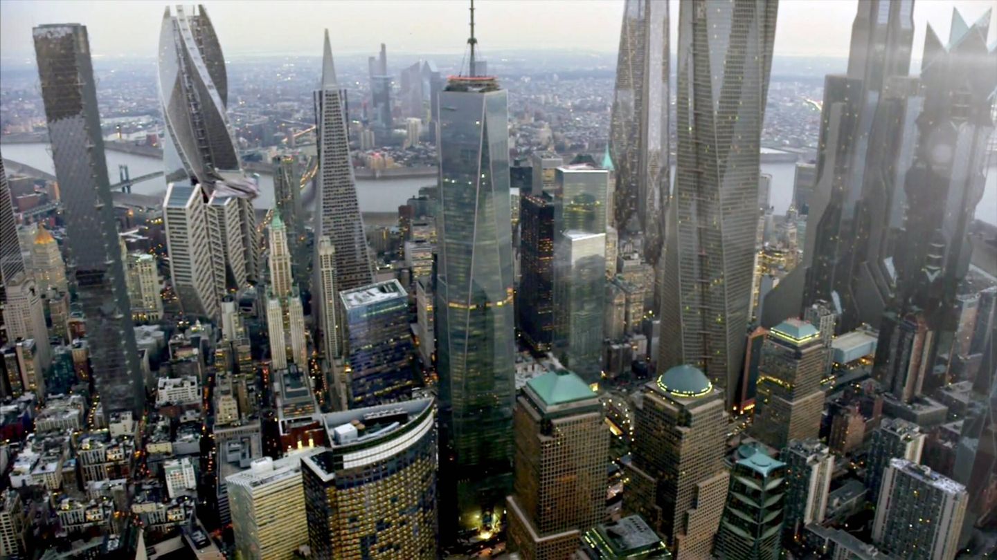 El rascacielos One World Trade Center con la ampliación de Manhattan en The Expanse. (Amazon Prime Video)