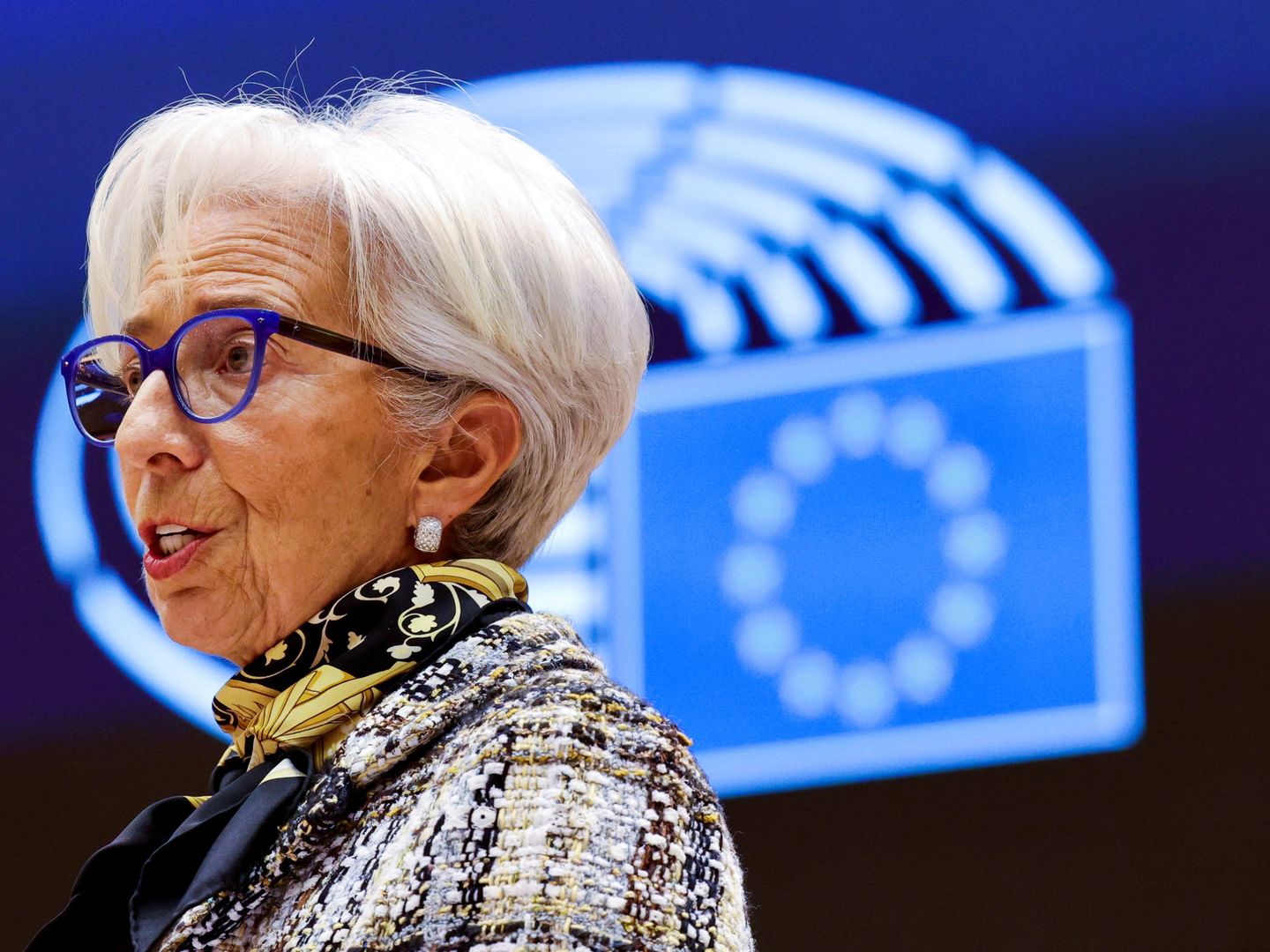 La presidenta del BCE, Christine Lagarde, en Bruselas. (Reuters)