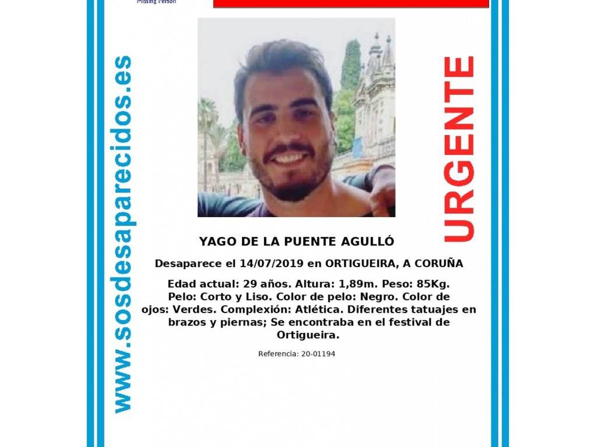 Foto: Yago de la Puente, desaparecido en el festival de Ortigueira en julio de 2019. Foto: SOS Desaparecidos