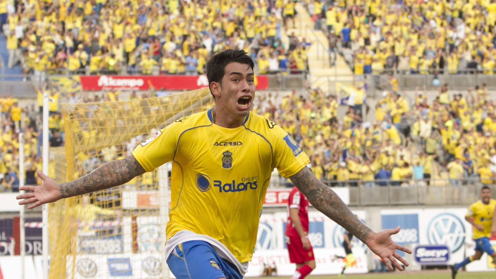 Foto: Araujo celebra el segundo gol de Las Palmas (Efe).