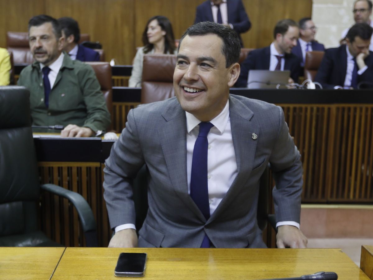 Foto: Juanma Moreno, en el Pleno del Parlamento andaluz. (EFE / José Manuel Vidal)