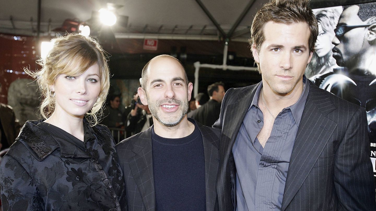 El actor junto a Jessica Biel y el director de 'Blade: Trinity', David Goyer. (Getty)