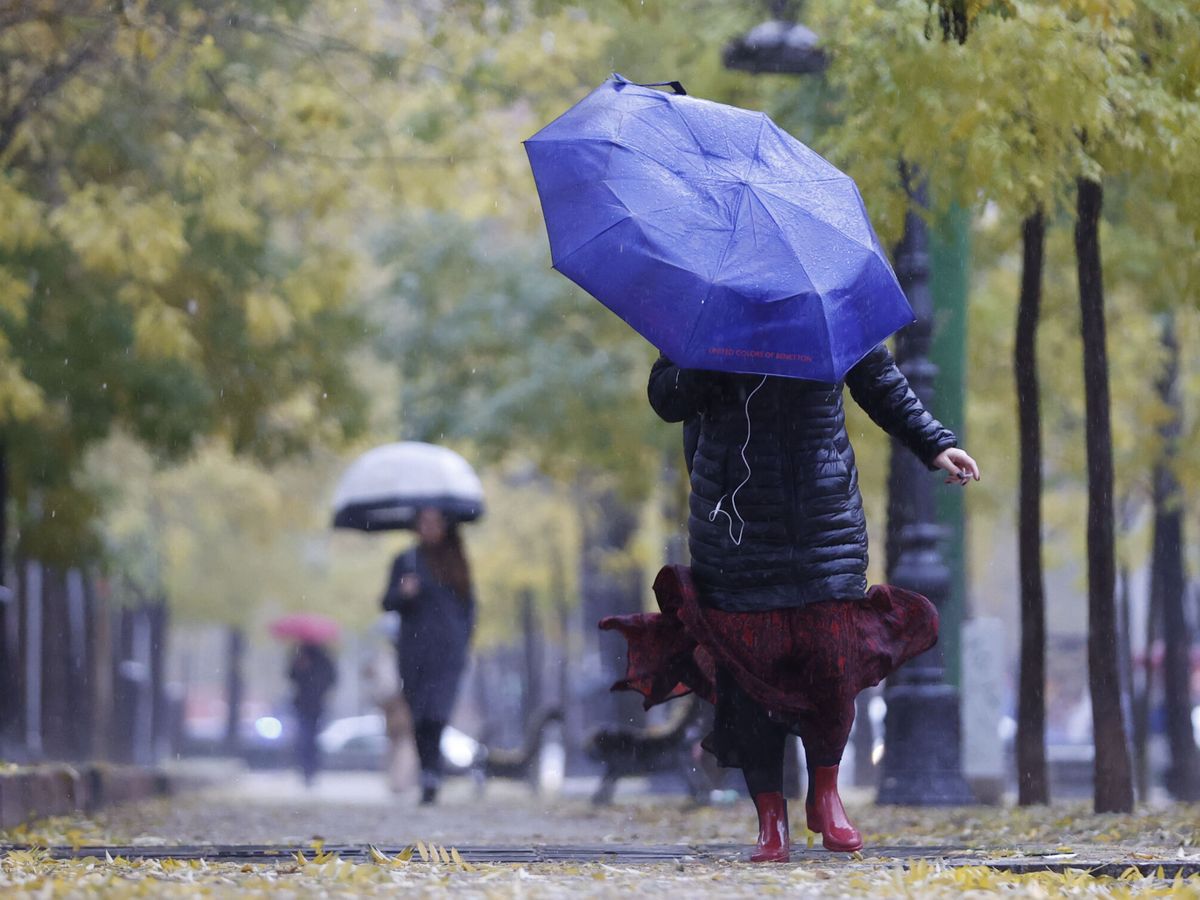 Foto: Varias personas se protegen de la lluvia en Madrid en una imagen de archivo. (EFE/Mariscal)