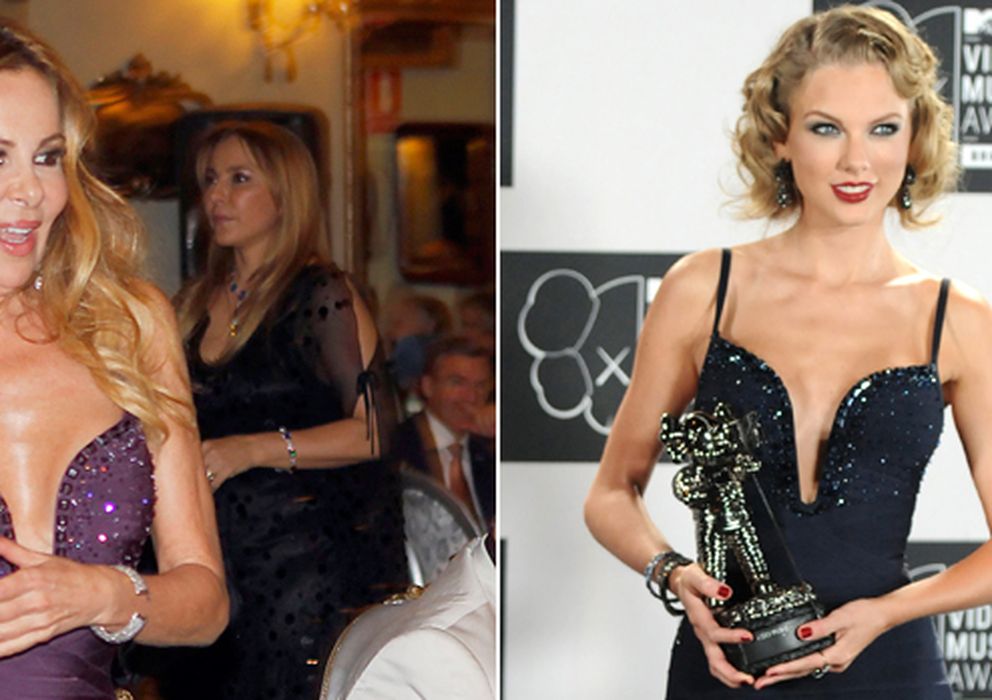 Foto: Ana Obregón y Taylor Swift con el mismo vestido pero en diferente color. (I.C.)