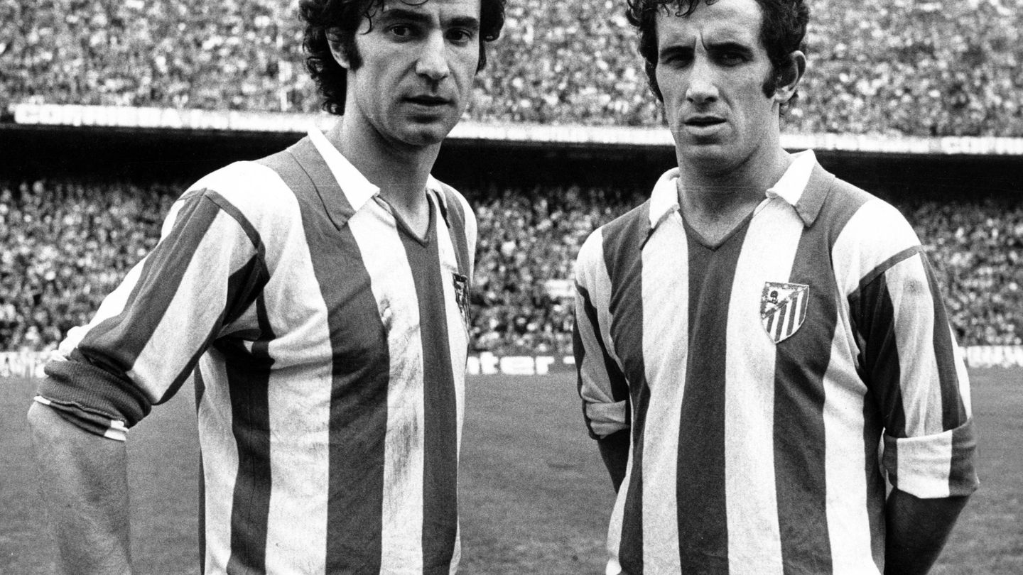 José Eulogio Gárate y Javier Irureta, en el Atlético. (Imago)