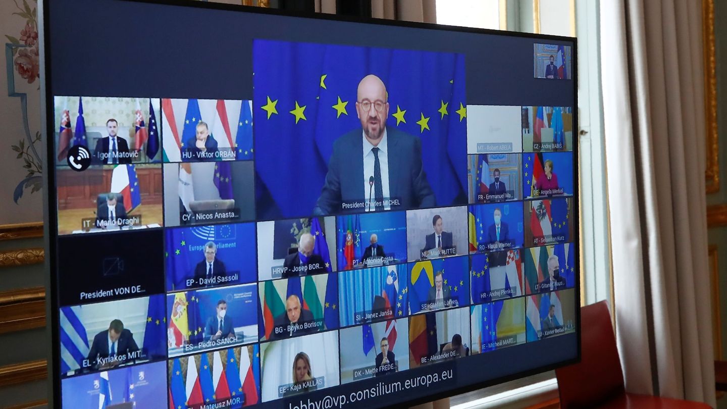Videoconferencia de líderes europeos. (Reuters)
