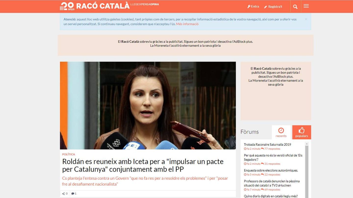 Página web de 'Racó Català'.