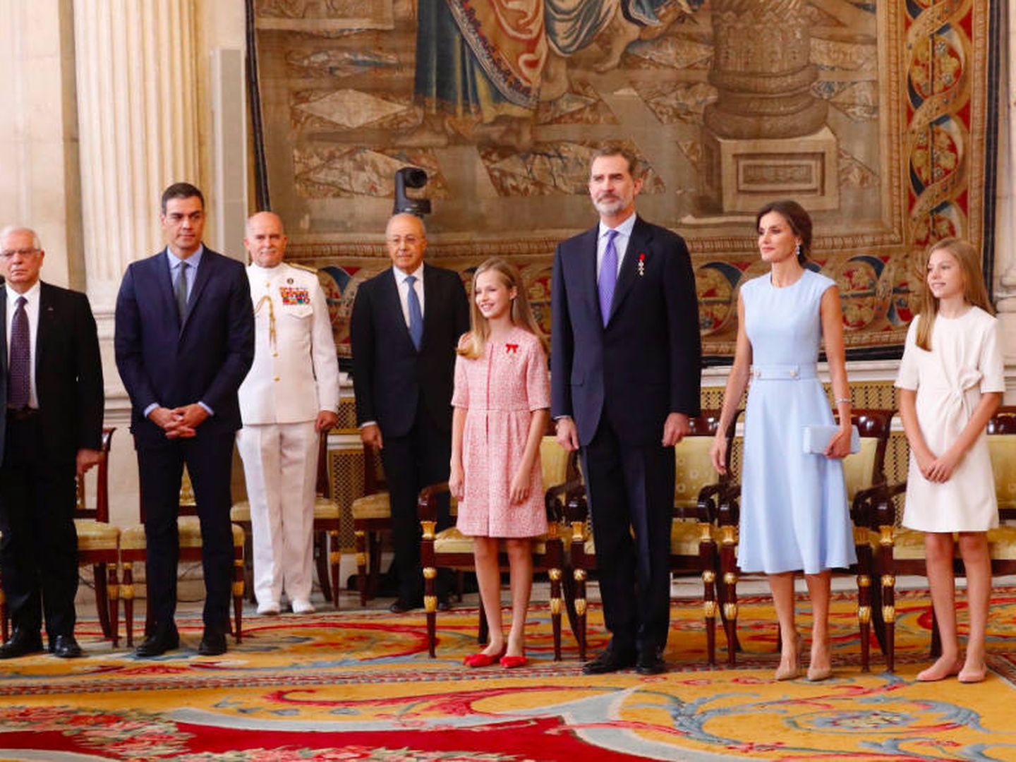 La familia real, este miércoles en el Palacio Real. (Casa Real)