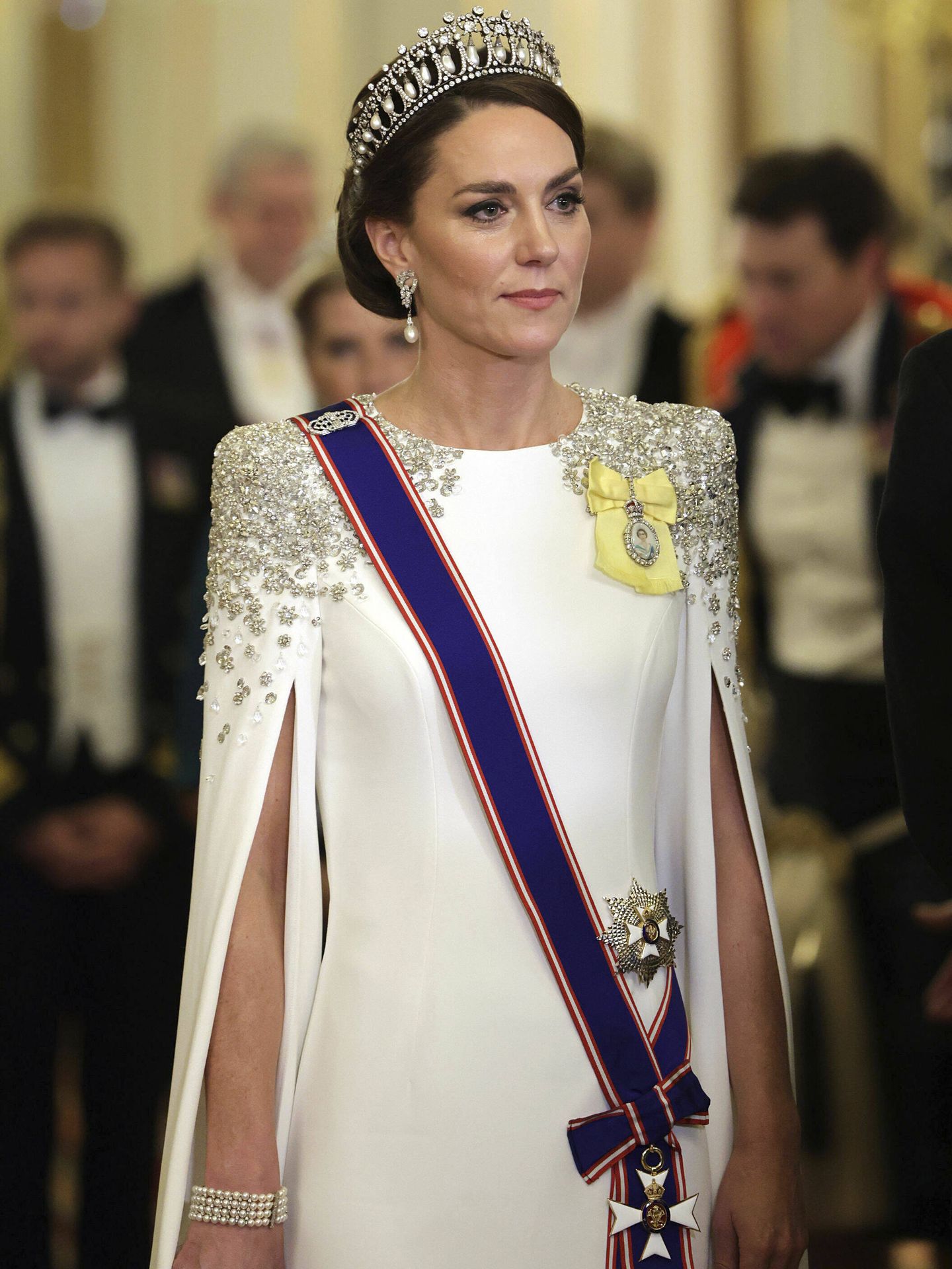 Kate Middleton, con la tiara Lover's Knot. (Getty)