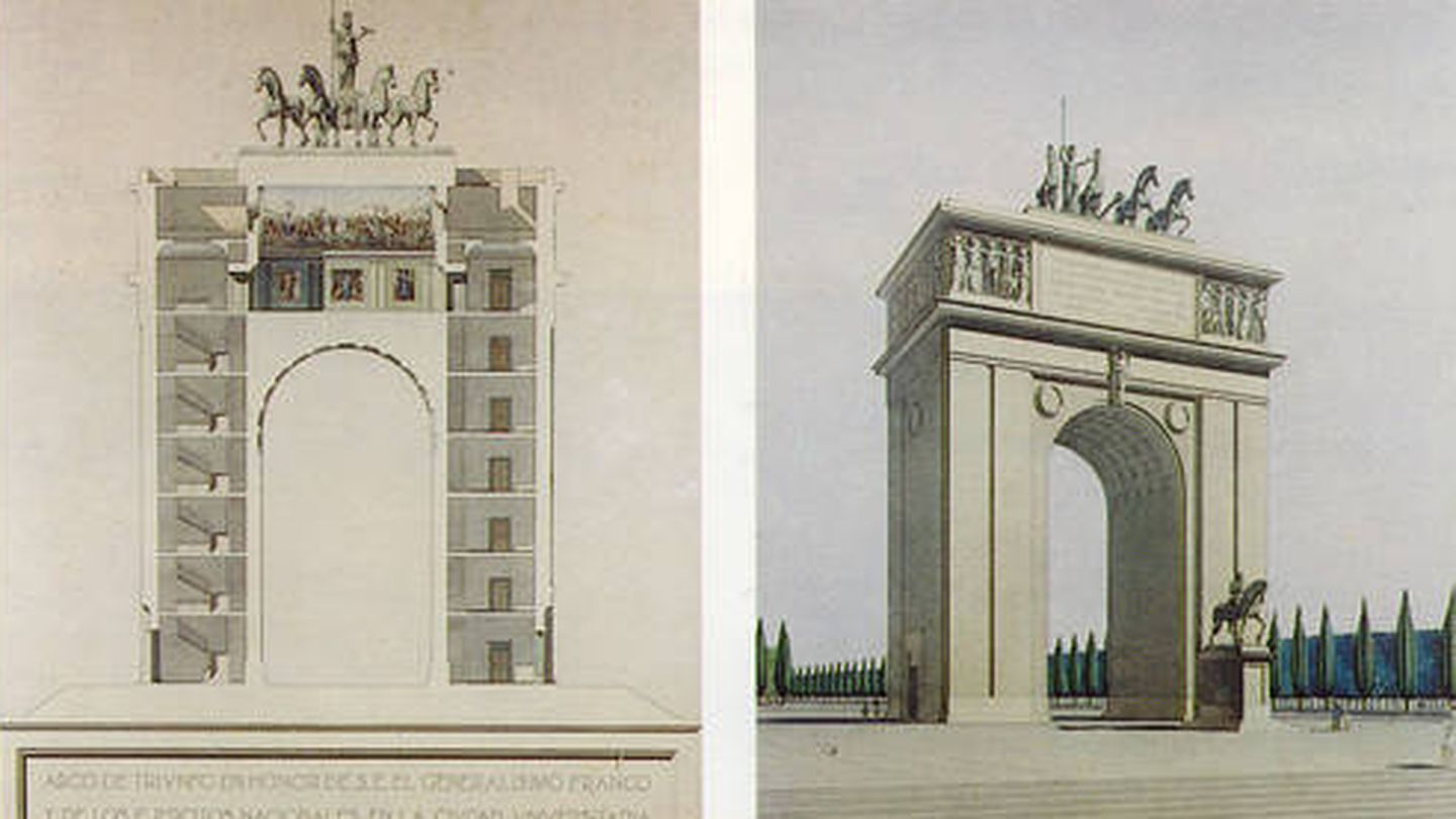 'Arco de la Victoria'. Acuarela de M. López Otero y P. Bravo, 1946. (UCM)
