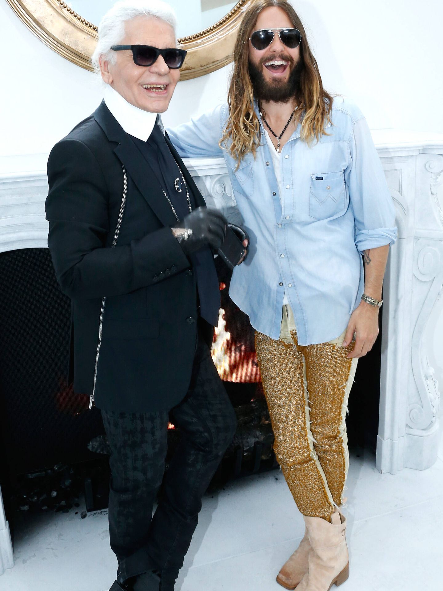 Karl Lagerfeld y Jared Leto. (Getty/Rindoff/Dufour)