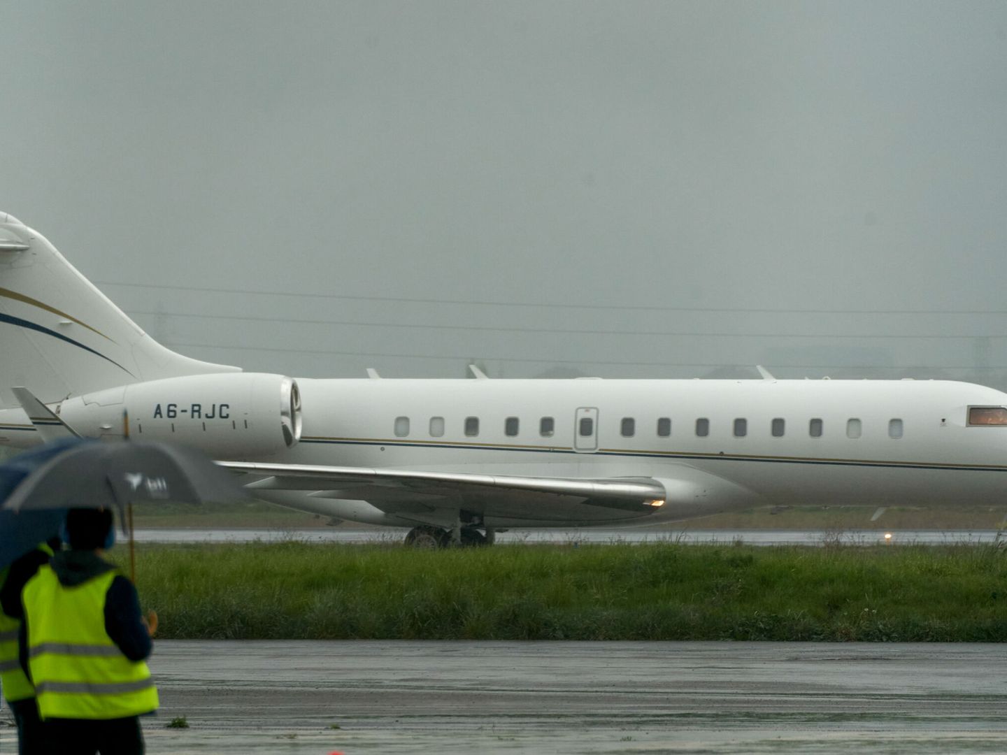 El avión privado que usa el rey Juan Carlos, a su llegada a Vitoria. (EFE)