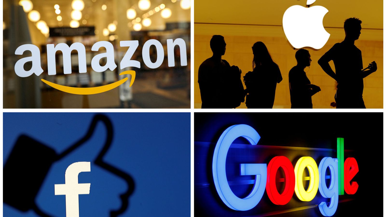 Foto: Los logos de Amazon, Apple, Facebook y Google. (Reuters) 