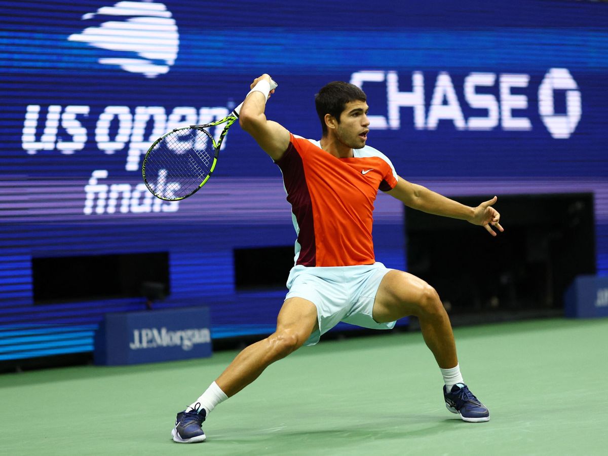 Foto: Alcaraz, en plena final del US Open. (Reuters/Mike Segar)