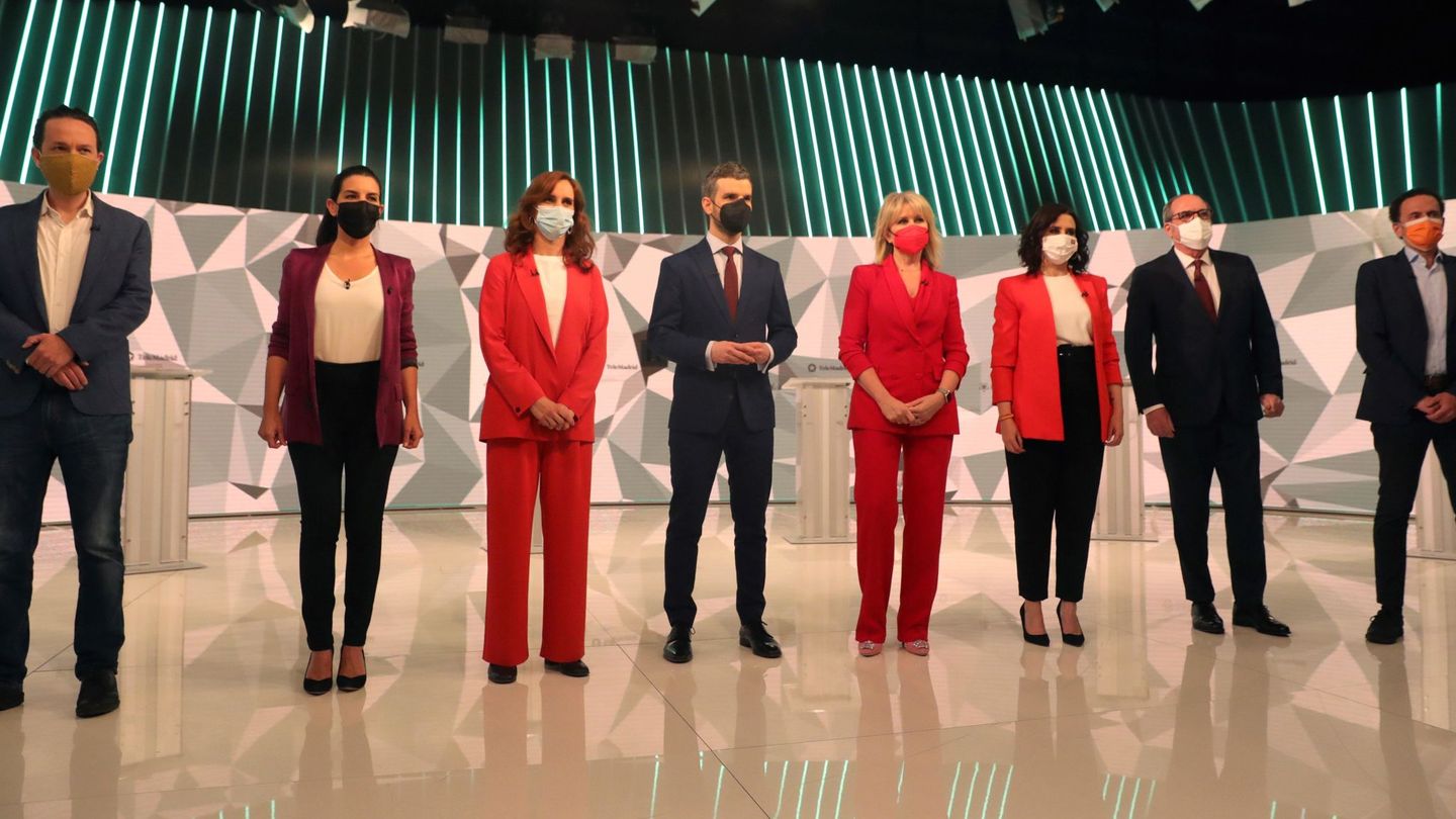 Los candidatos, en el debate de Telemadrid. (EFE)