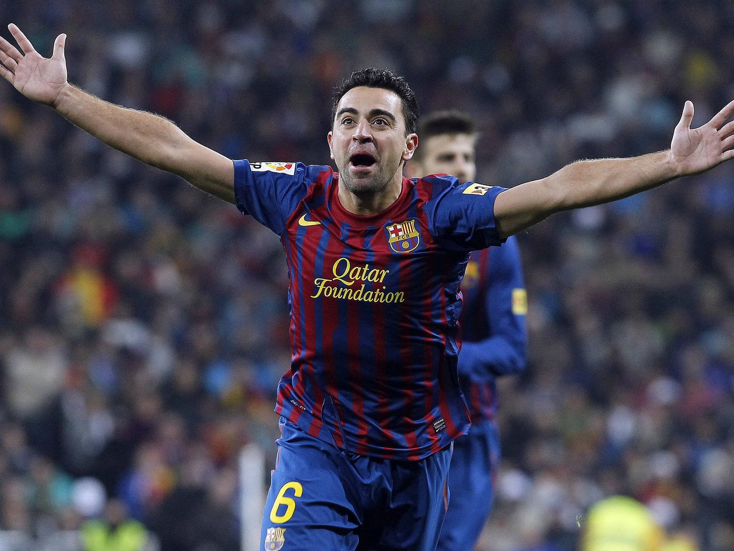 Xavi celebra un gol con el FC Barcelona. (EFE)