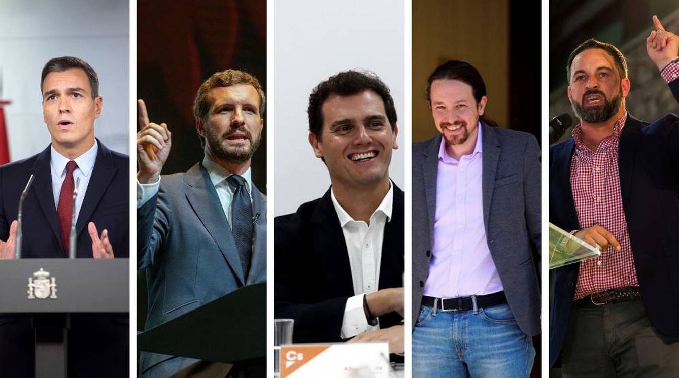 Los cinco candidatos de las principales formaciones que se presentan a las elecciones generales del 10 de noviembre