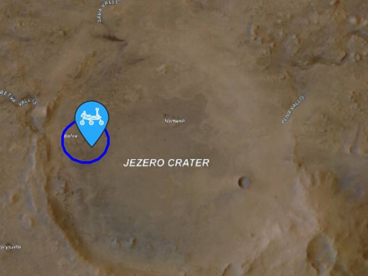 Foto: El lugar en el que aterrizó el 'rover' Perseverance en el cráter Jezero (NASA)
