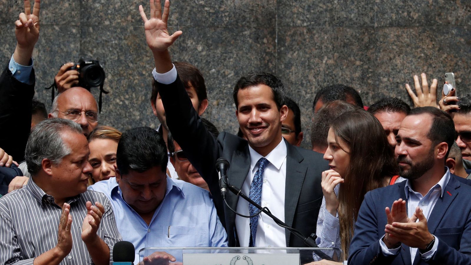 Foto: El líder opositor venezolano Juan Guaidó durante el mitin en Caracas. (Reuters)
